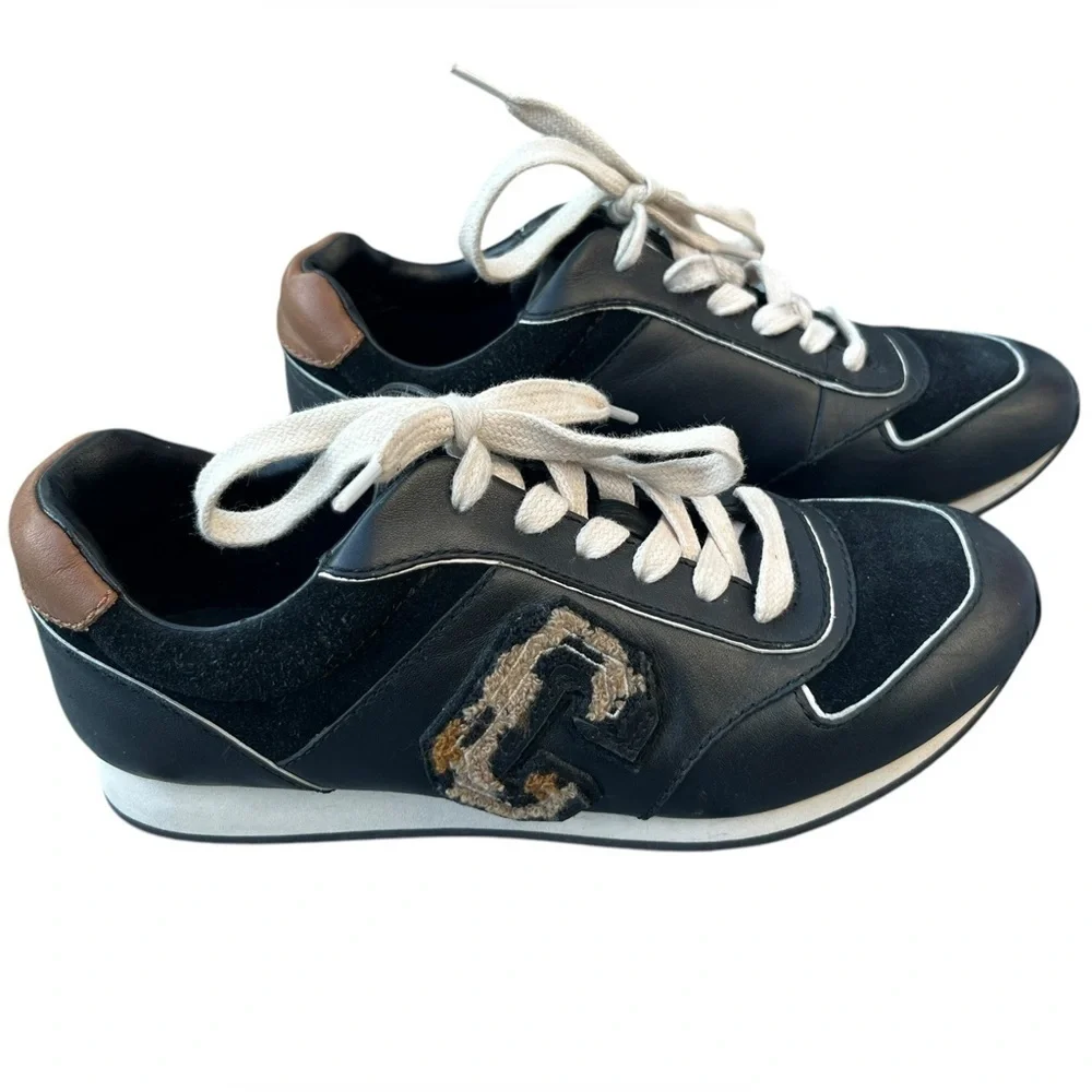 NEW- Coach Rebecca Varsity Black Suede Lace up Sneakers - Picture 2 of 14